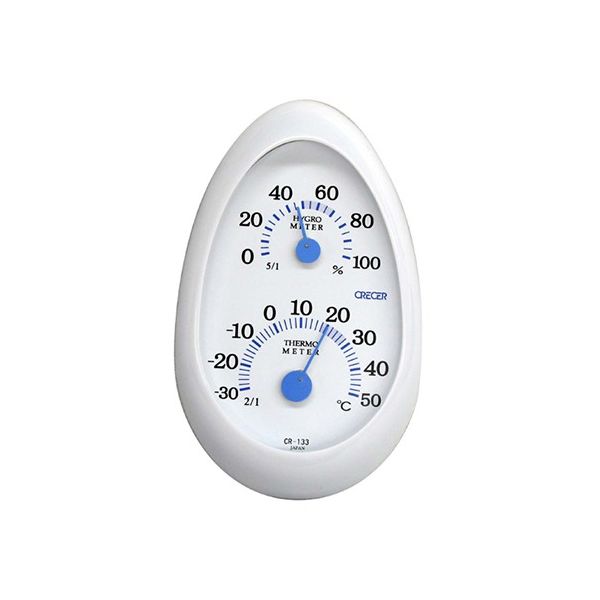 クレセル 温湿度計tamagoホワイト CR-133W 1個 62-3966-23（直送品）