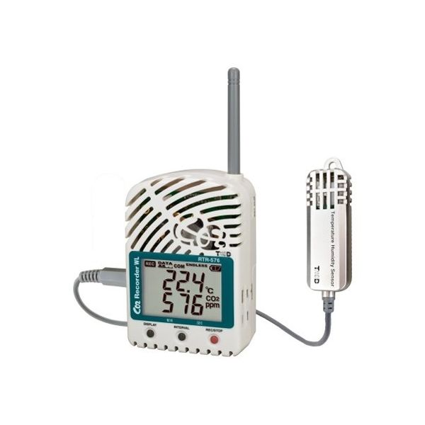 ティアンドデイ CO2温湿度データロガー(無線通信タイプ) RTR-576-S 1個 62-5001-34（直送品）