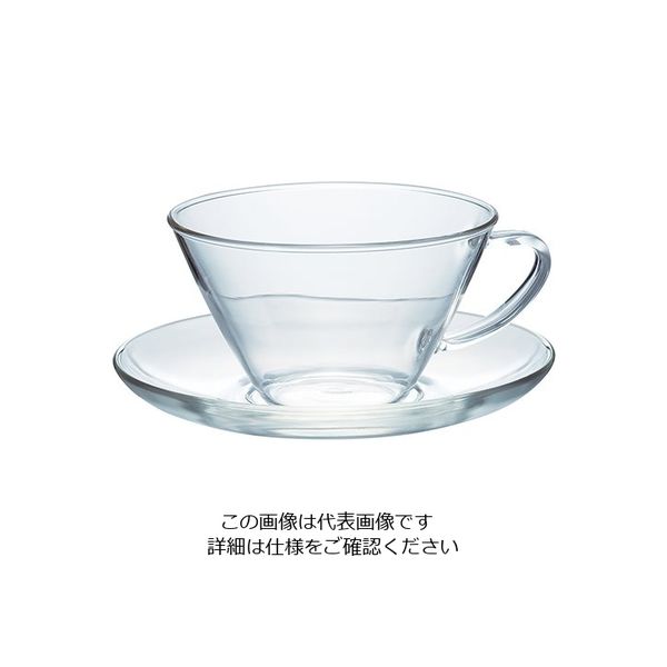 HARIO コップ 湯呑み（HARIO）耐熱カップ&ソーサー・ワイド CSW-1T 1セット 3-7434-02