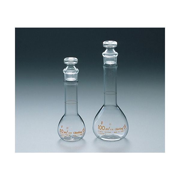 クライミング 短型メスフラスコ 白 100ml 1本入 トレーサビリティ体系図+検査成績書付 CL2040-02-10 1個 61-9603-80（直送品）