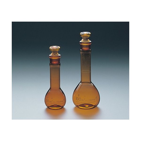 クライミング 短型メスフラスコ 茶 50ml 1本入 トレーサビリティ体系図+検査成績書付 CL2041-01-10 1個 61-9603-83（直送品）