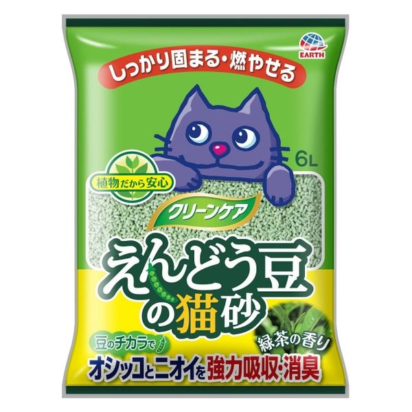 クリーンケア えんどう豆の猫砂 6L 緑茶の香り 1袋 アース