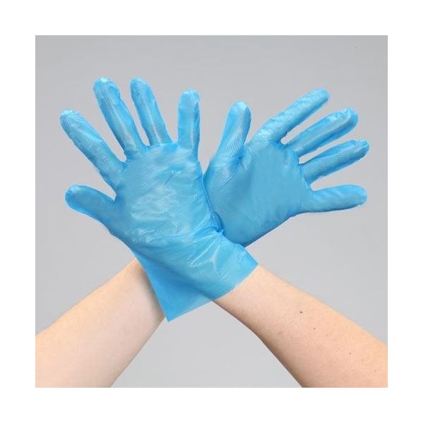 エスコ [M] 手袋(ポリエチレン・エンボス・ブルー/200枚) EA354DS-23 1セット(800枚:200枚×4箱)（直送品）