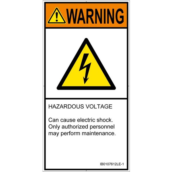 PL警告表示ラベル(ISO準拠)│電気的な危険:感電│IB0107612│警告│Lサイズ│英語(タテ)│6枚 IB0107612LE-1（直送品）