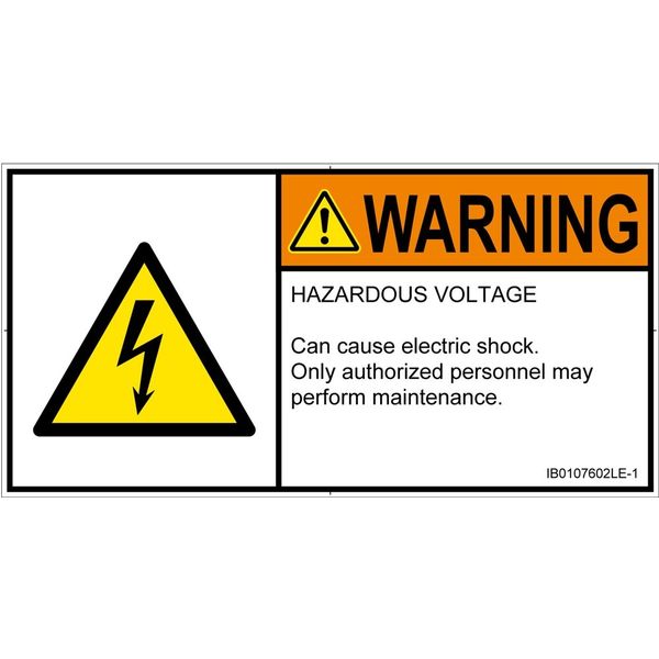PL警告表示ラベル(ISO準拠)│電気的な危険:感電│IB0107602│警告│Lサイズ│英語(ヨコ)│6枚 IB0107602LE-1（直送品）