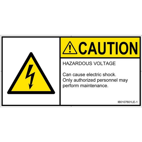 PL警告表示ラベル(ISO準拠)│電気的な危険:感電│IB0107601│注意│Lサイズ│英語(ヨコ)│6枚 IB0107601LE-1（直送品）
