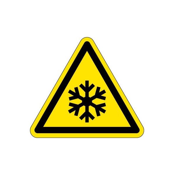PL警告表示ラベル(ISO準拠)│熱的な危険:低温/凍結│IC02│Mサイズ│シンボルマーク│72枚 IC02M-1 1シート(72枚)（直送品）