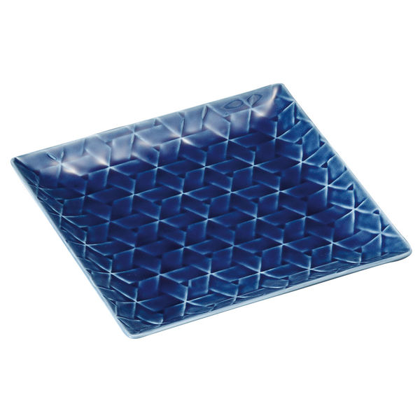 アースモス 角皿 網代 藍正角皿 (3個入) utw-21112656（直送品）