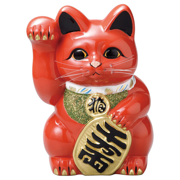 アースモス 招き猫赤小判猫6号(右手)（常滑焼） (1個入) utw-74418906（直送品） - アスクル