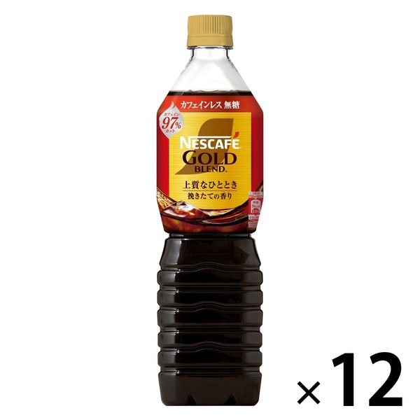 ネスレ日本 ネスカフェ ゴールドブレンド 上質なひととき ボトルコーヒー カフェインレス 無糖 720ml 1箱（12本入）