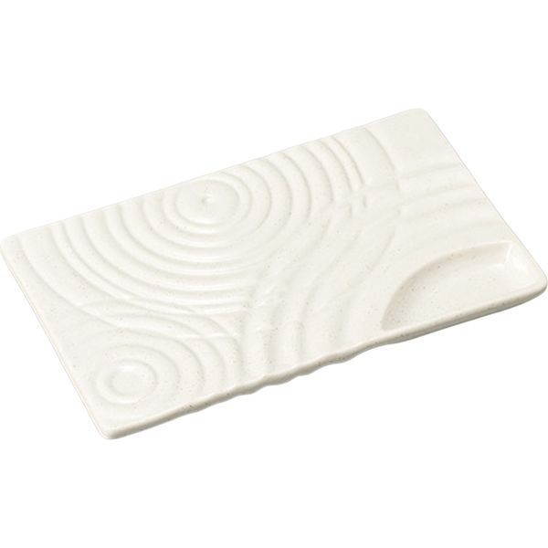 陶里 焼物皿 粉引釉波紋仕切付串皿 (6個入) tri-300126703（直送品）