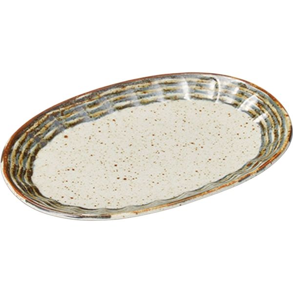 陶里 焼物皿 線段筋しのぎ楕円皿 (4個入) tri-300124511（直送品）