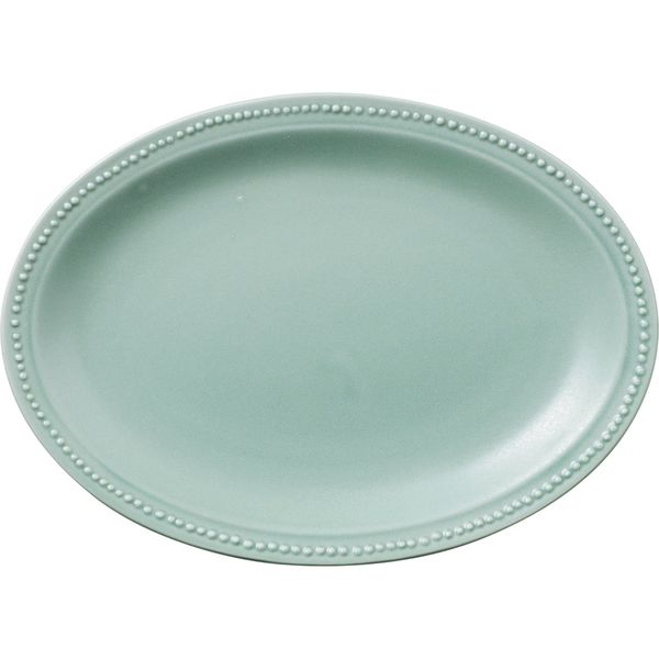 陶里 楕円皿 ドットカラーグリーンオーバルプレート 大 (3個入) tri-302503003（直送品） - アスクル