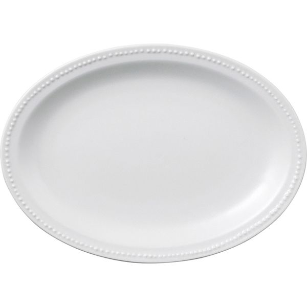 陶里 楕円皿 ドットカラー オーバルプレート 大ホワイト (3個入) tri-302503017（直送品）