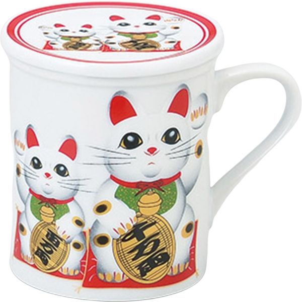 陶里 日本土産 蓋付マグ（茶漉付）千両万両猫 (3個入) tri