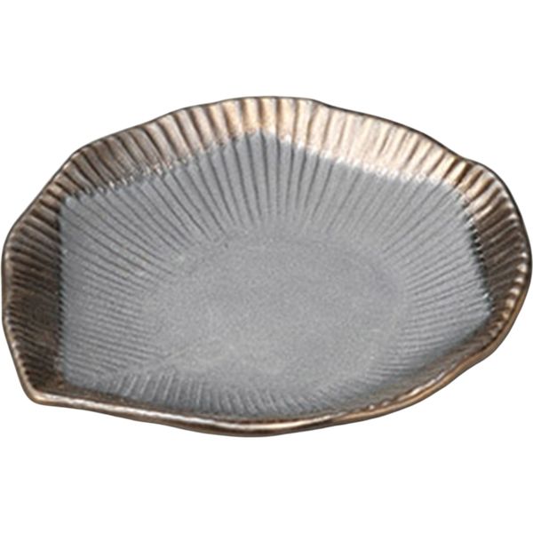 陶里 変形皿 いぶし金彩葉形5.0皿 (4個入) tri-304533820（直送品）