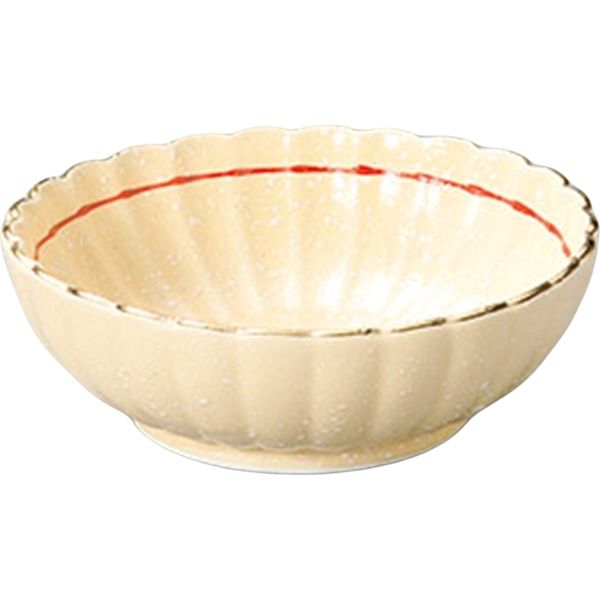 陶里 小鉢 マット赤金筋菊形3.0丸鉢 (4個入) tri-304615402（直送品）