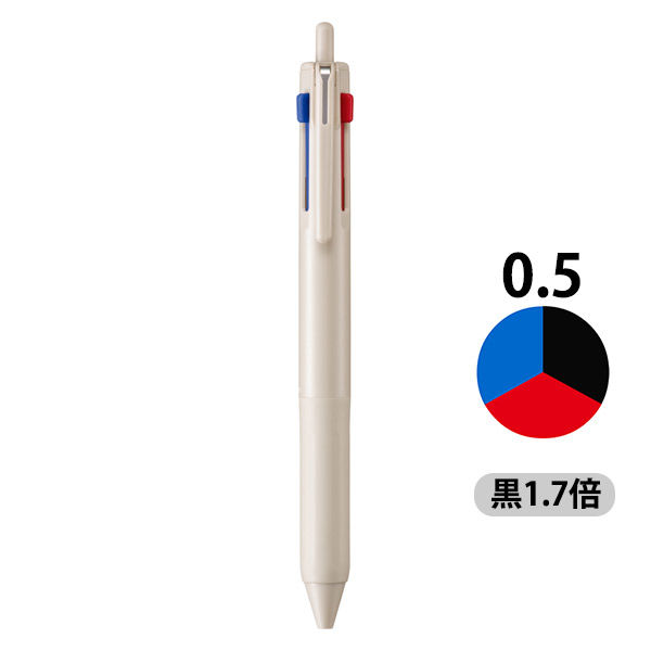 ジェットストリーム3色ボールペン 黒70％増量 0.5mm グレージュ