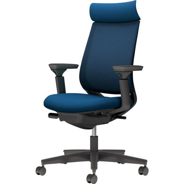 【組立設置込】コクヨ ミトラ2 メッシュ アディショナルバック ランバー無 可動肘 黒脚 ウレタンキャスター 黒×プルシアンブルー １脚（直送品） 45,010円