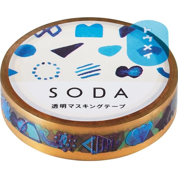 キングジム SODA 透明マスキングテープ 10mm幅 カタチ柄 CMT10-003 1セット（3本）（直送品）