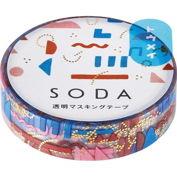 キングジム SODA 透明マスキングテープ 10mm幅 パーツ柄 CMTH10-002 1セット（3本）（直送品）