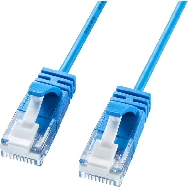 サンワサプライ カテゴリ6A極細LANケーブル（ブルー・0.5m） KB-SL6A-005BL 1個（直送品）