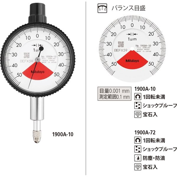 ミツトヨ ダイヤルゲージ 1900A-72 1個（直送品）