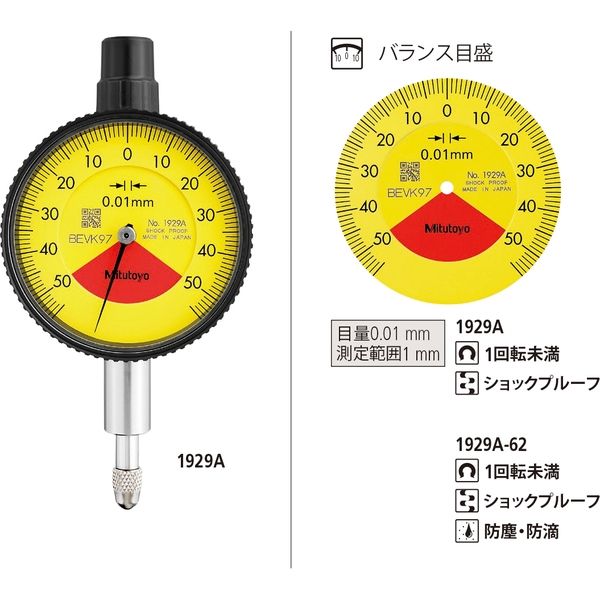 ミツトヨ ダイヤルゲージ 1929AB 1個（直送品）