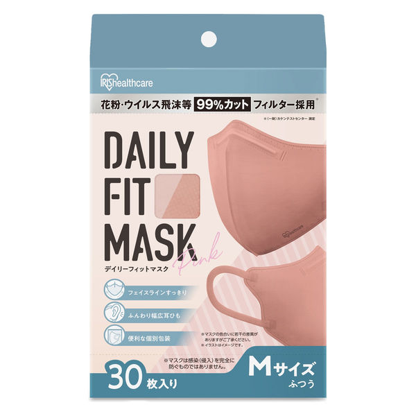 アイリスオーヤマ DAILY FIT MASK 立体 ふつう 30枚入 ピンク RK-D30MP 1箱（30枚入）