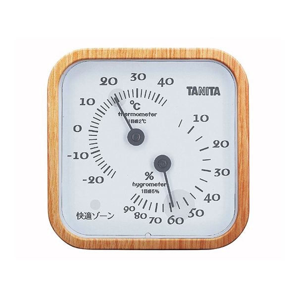 タニタ 温湿度計（アナログ）　ナチュラル TT-570 1セット（2個：1個×2） 62-9774-32