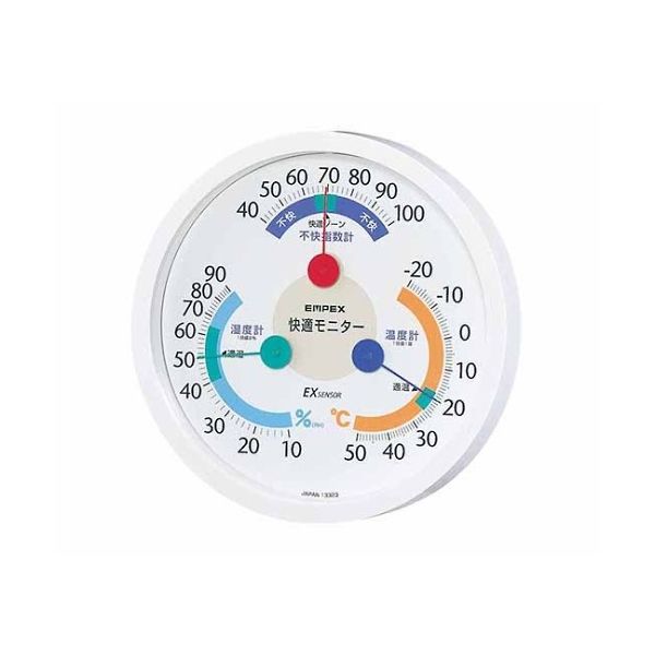 エンペックス気象計 快適モニター（温度・湿度・不快指数計） 140×29mm 230g CM-6381 1セット(2個) 61-6864-22