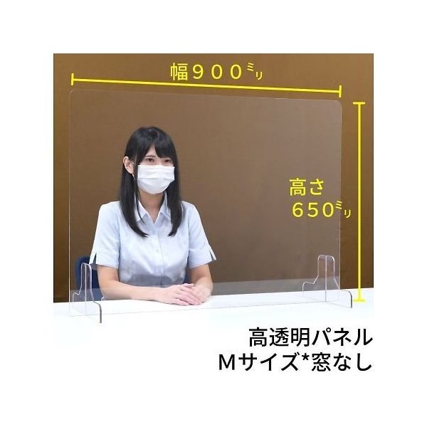 アズワン 透明PET樹脂 飛沫防止パーテーション（窓なし） Mサイズ 650×900mm 1枚 64-3246-61（直送品）