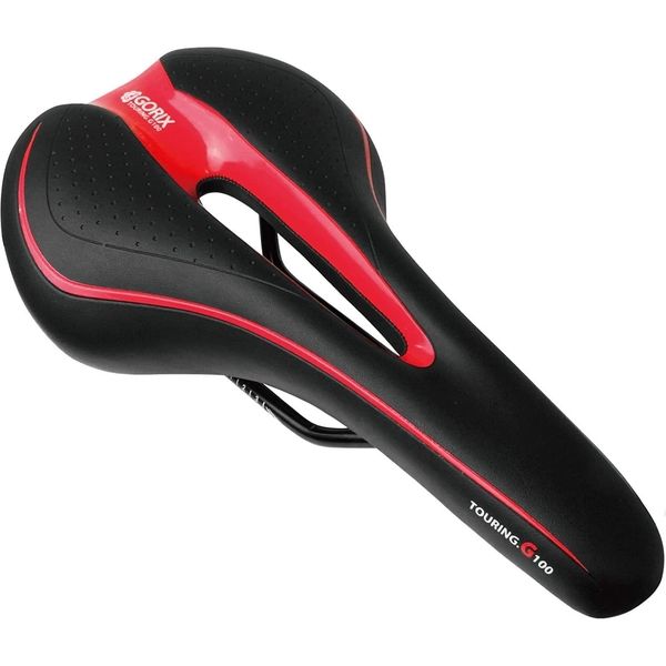 最安値 GORIX 自転車低反発サドル 1個（直送品 ブラック×レッド GX-C19 パーツ