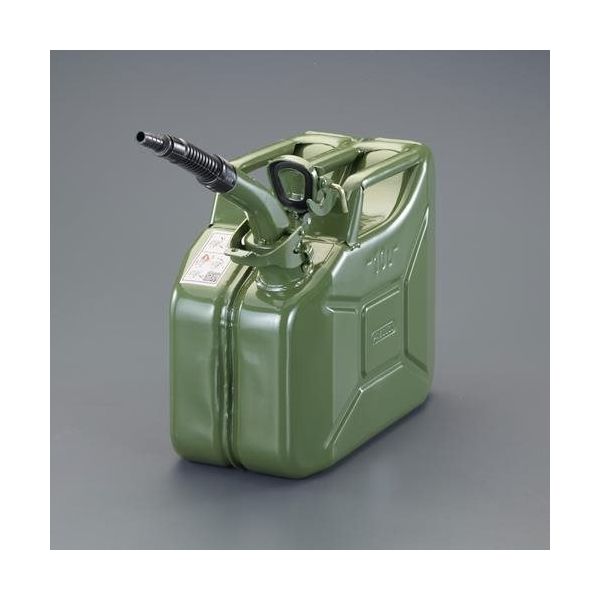 エスコ 10L ガソリン携行缶(横型・フレキノズル付/OD色) EA991HB-29A 1セット(1St)（直送品）