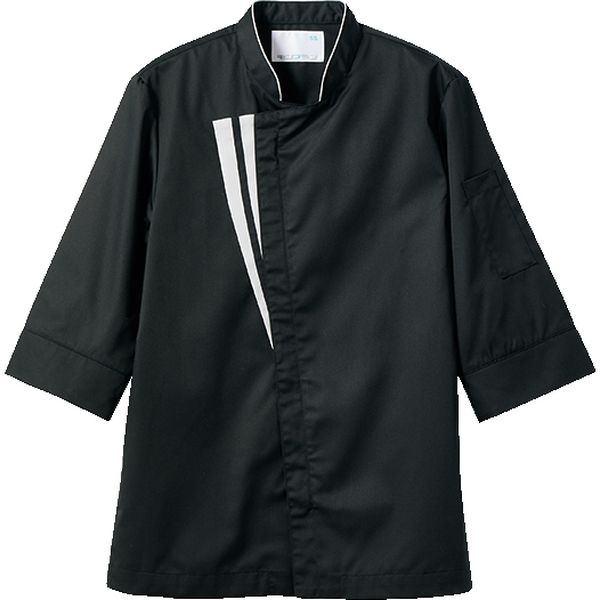 住商モンブラン コックコート 兼用7分袖 黒/グレー 6-1140 3L 1枚（直送品）