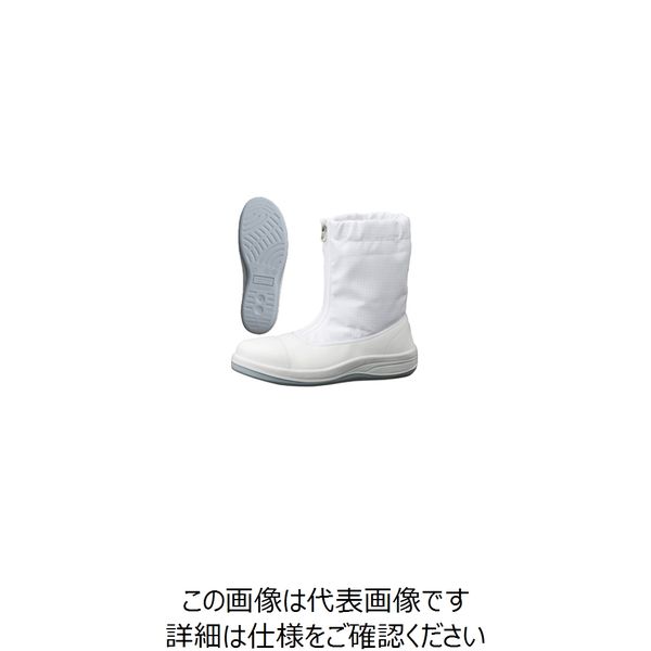 JIS規格 クリーンルーム用 静電安全靴 ブーツ SCR1200フルCAP ハーフフード 大 29.0cm ホワイト 1703081502 1足（直送品）