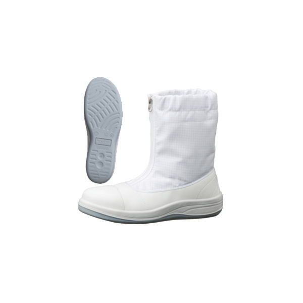 JIS規格 クリーンルーム用 静電安全靴 ブーツ SCR1200フルCAP ハーフフード 大 30.0cm ホワイト 1703081503 1足（直送品）