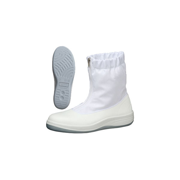 ミドリ安全 JIS規格 クリーンルーム用 静電安全靴 ブーツ SCR1200ハーフフード 23.5cm ホワイト 1703057106 1足（直送品）