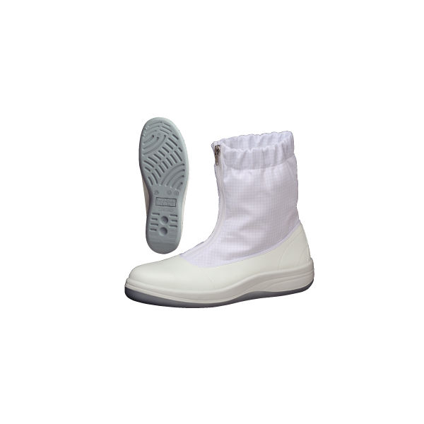 JIS規格 静電安全靴 女性用 クリーンルーム用 ブーツ LSCR1200ハーフフード 25.0cm ホワイト 1703151909 1足（直送品）