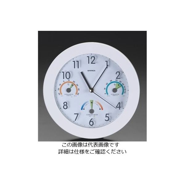 エスコ φ250mm 掛時計(温度・湿度計付) EA798CN-1 1セット(2個)（直送品）
