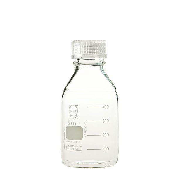 柴田科学 ねじ口びん(メジュームびん) 透明キャップ付 ISOねじ 500mL 10個入 017200-5003A 1箱(10個)（直送品）