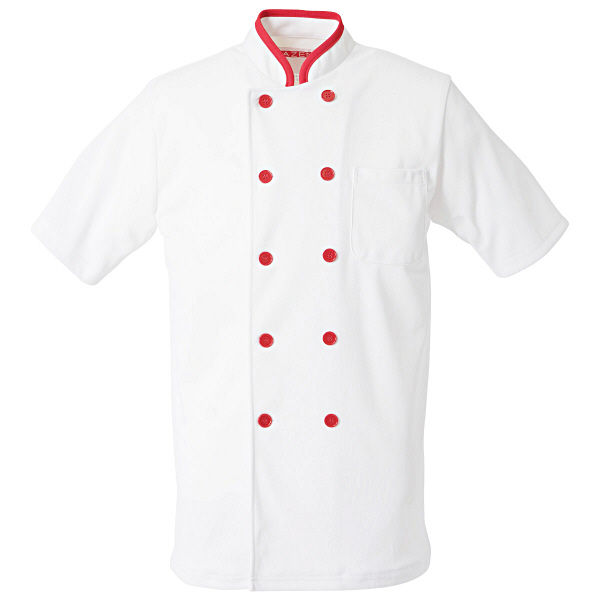 KAZEN（カゼン） トリコットシャツ ホワイト×レッド L 632-17 1着（直送品）