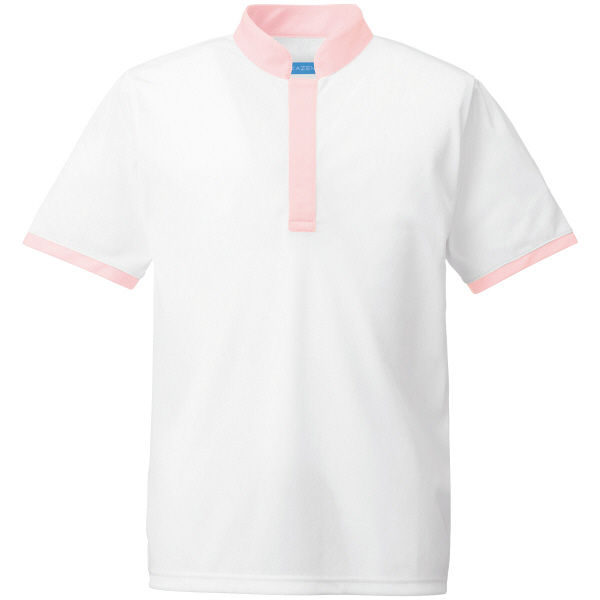 KAZEN（カゼン） トリコットシャツ ホワイト×ピンク 3L 648-13 1着（直送品）