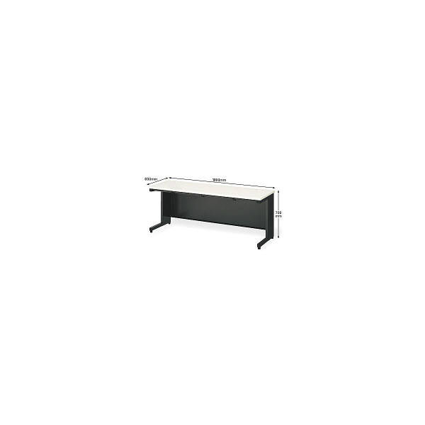 プラス　フラットライン　2人用デスク（奥行600mm）幅1800mm　ホワイト/ダークエルグレー　1台（3梱包）　（わけあり品）