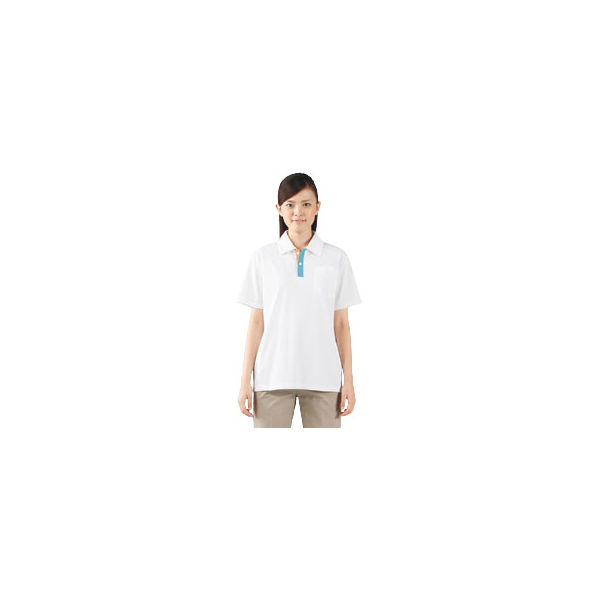 住商モンブラン ポロシャツ（男女兼用・半袖） 白×サックス×オレンジ 3L 72-418（直送品）