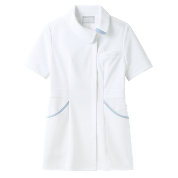 住商モンブラン ナースジャケット（半袖） 医療白衣 レディス 白/サックスブルー（水色） M 73-1824（直送品）