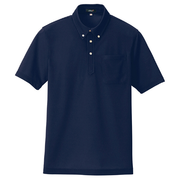 AITOZ（アイトス） 半袖ボタンダウンポロシャツ（男女兼用） 介護ユニフォーム ネイビー 5号 AZ-10599-008（直送品）
