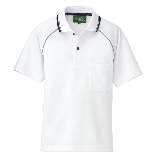 アイトス（AITOZ） 制電半袖ポロシャツ（男女兼用） ホワイト LL 50005-001（直送品）