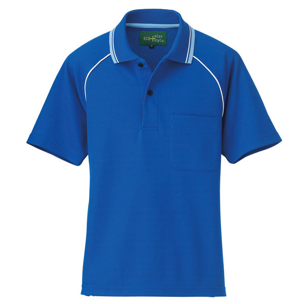 アイトス（AITOZ） 制電半袖ポロシャツ（男女兼用） ブルー LL 50005-006（直送品）