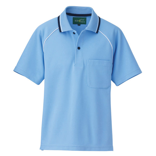 アイトス（AITOZ） 制電半袖ポロシャツ（男女兼用） サックス LL 50005-007（直送品）